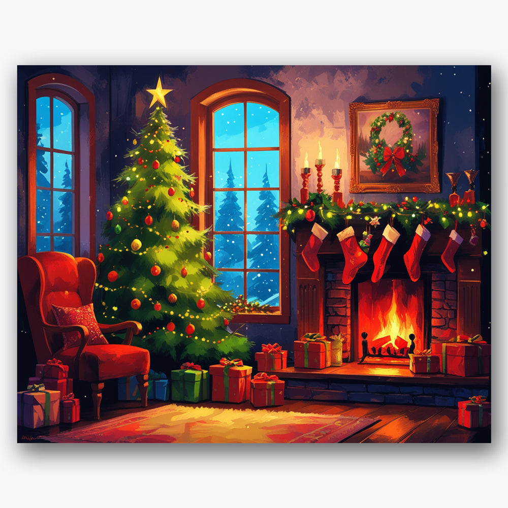 Christmas Hearth Paint by Numbers Kit UdoPaints