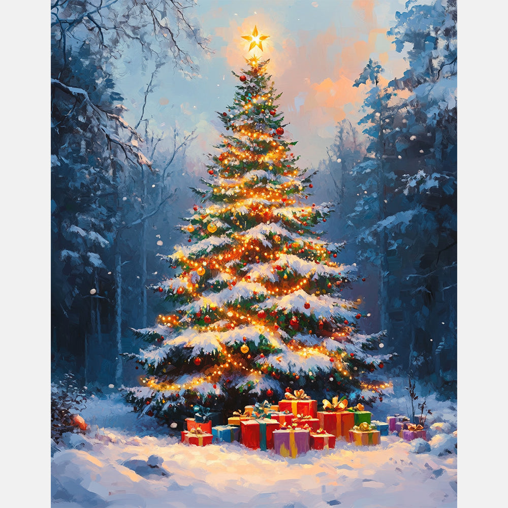 Christmas Eve Glow Paint by Numbers Kit design preview showing the full artwork layout before painting