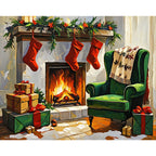 Christmas Hearth Paint by Numbers Kit design preview showing the full artwork layout before painting