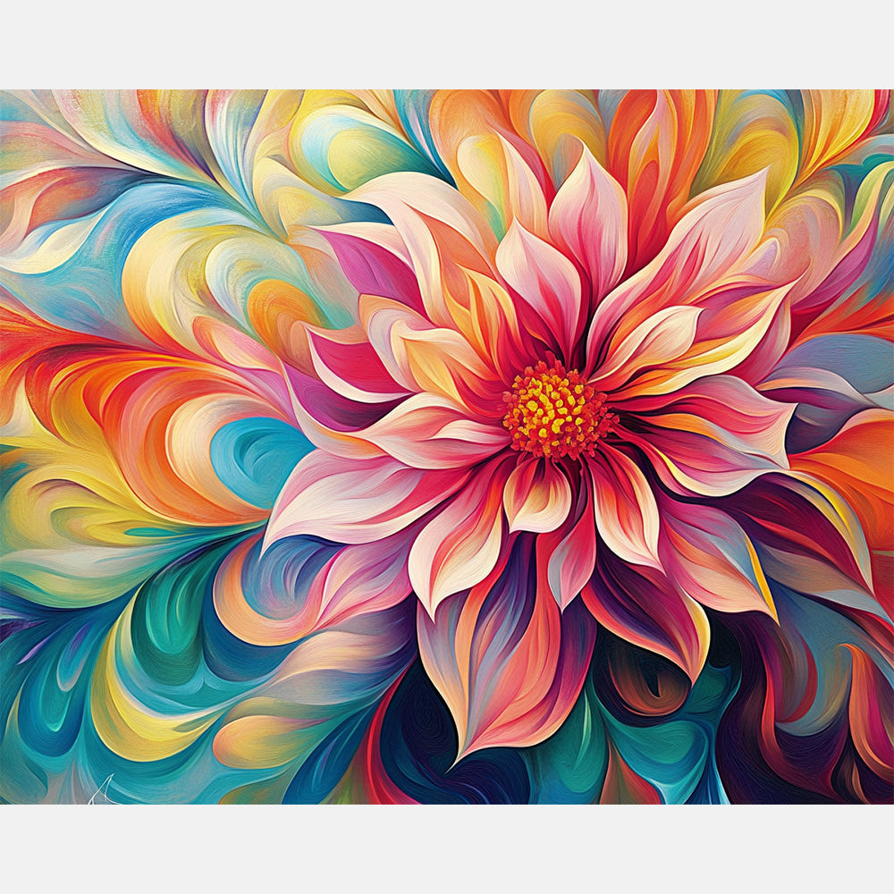 Chromatic Blossom Paint by Numbers Kit design preview showing the full artwork layout before painting