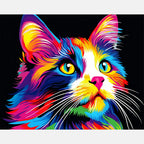 Chromatic Cat Glance Paint by Numbers Kit design preview showing the full artwork layout before painting