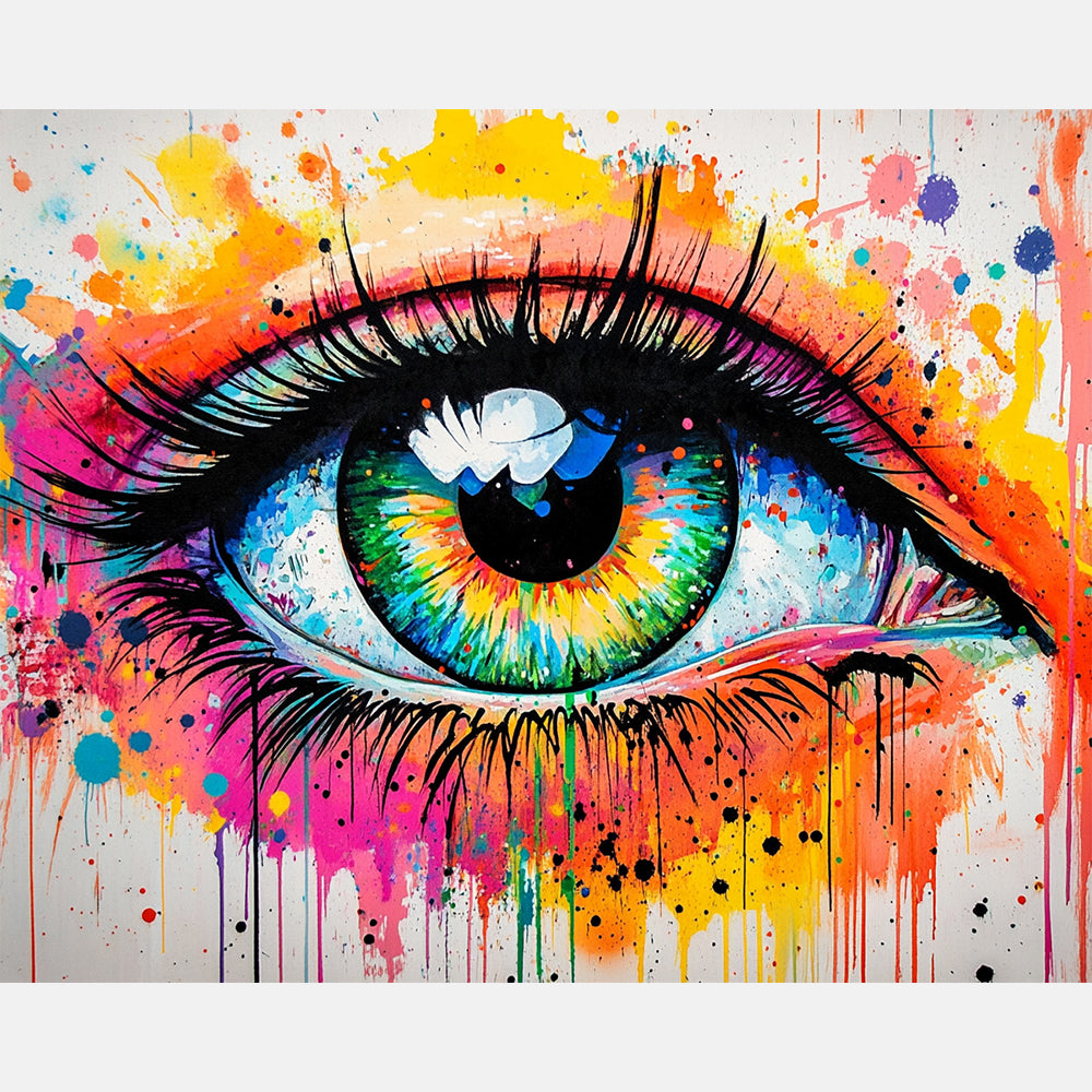 Chromatic Eye Paint by Numbers Kit design preview showing the full artwork layout before painting