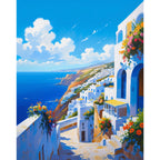 Cliffside Serenity Paint by Numbers Kit design preview showing the full artwork layout before painting
