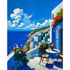 Cliffside Serenity Paint by Numbers Kit design preview showing the full artwork layout before painting