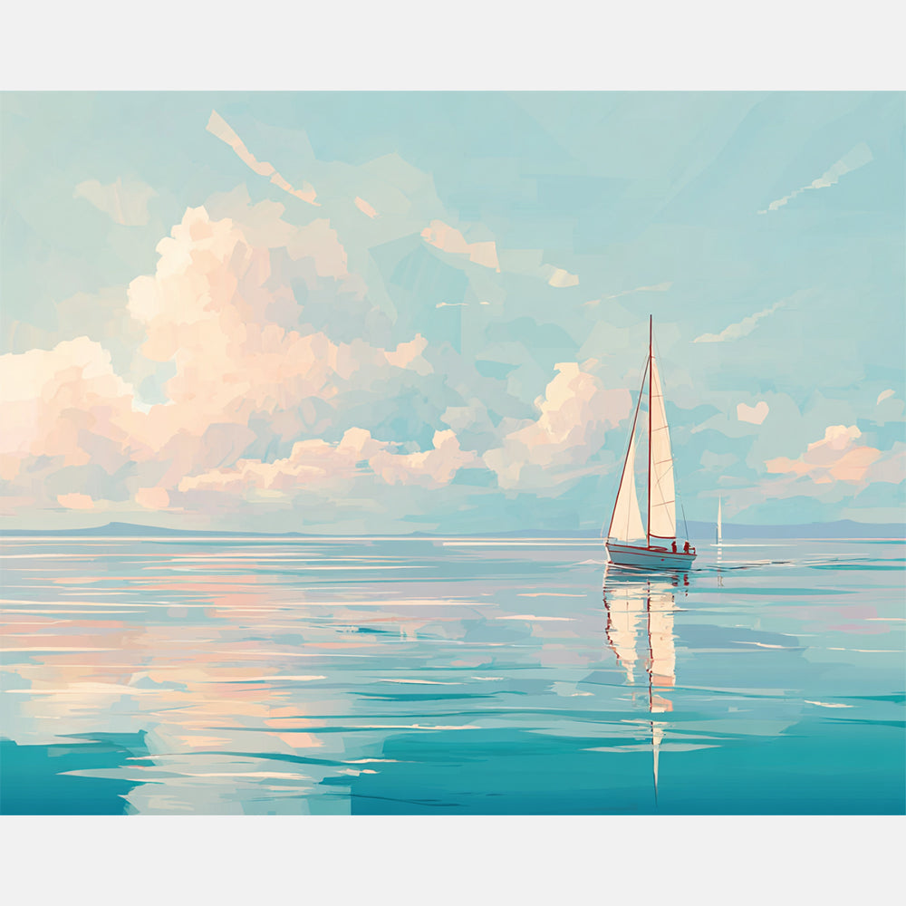 Cloud Kissed Blue Paint by Numbers Kit design preview showing the full artwork layout before painting