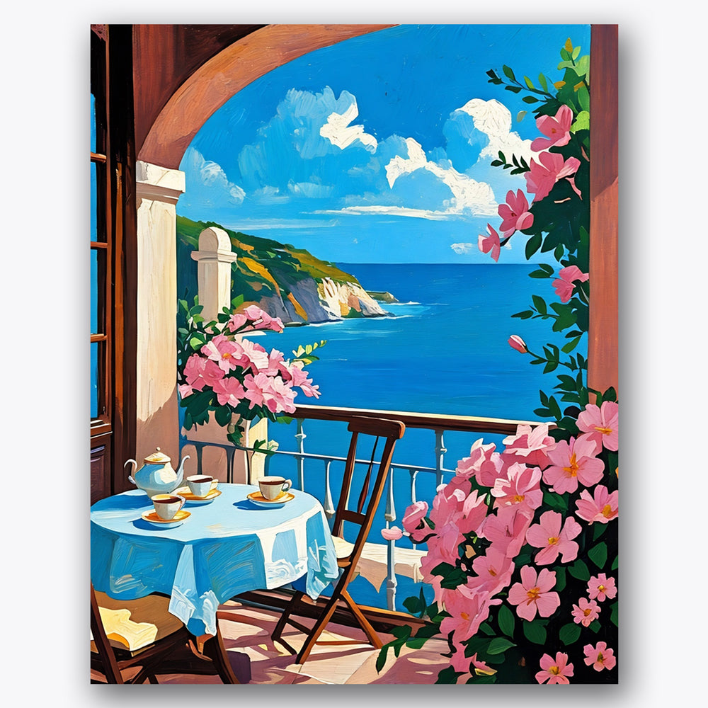 Coastal Balcony Retreat Paint by Numbers Kit UdoPaints