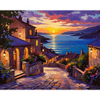 Coastal City Dusk Paint by Numbers Kit design preview showing the full artwork layout before painting