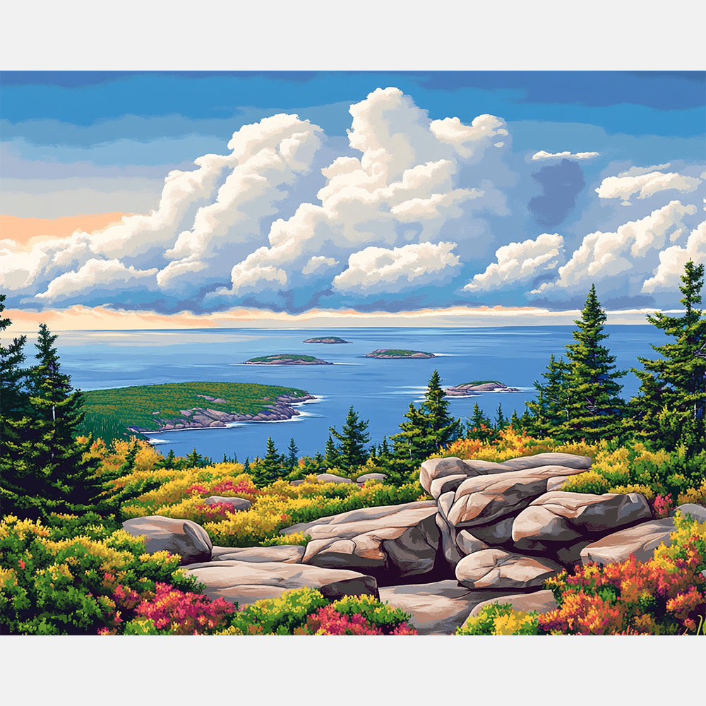 Coastal Rocks And Paint by Numbers Kit design preview showing the full artwork layout before painting