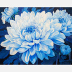 Cobalt Chrysanthemums Paint by Numbers Kit design preview showing the full artwork layout before painting