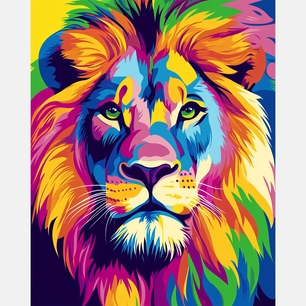 Colorburst Lion Paint by Numbers Kit design preview showing the full artwork layout before painting