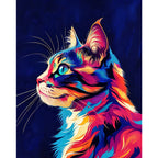 Colorful Cat Elegance Paint by Numbers Kit design preview showing the full artwork layout before painting