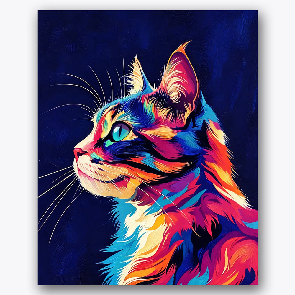 Colorful Cat Elegance Paint by Numbers Kit UdoPaints