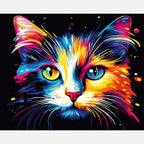Colorful Cat Portrait Paint by Numbers Kit design preview showing the full artwork layout before painting