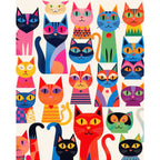 Colorful CatsPaint by Numbers Kit design preview showing the full artwork layout before painting