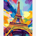 Colorful Eiffel Paint by Numbers Kit design preview showing the full artwork layout before painting