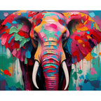 Colorful Elephant Paint by Numbers Kit design preview showing the full artwork layout before painting