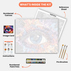Colorful Eye Explosion Paint by Numbers Kit – includes numbered canvas, paint pots, brushes, and instructions