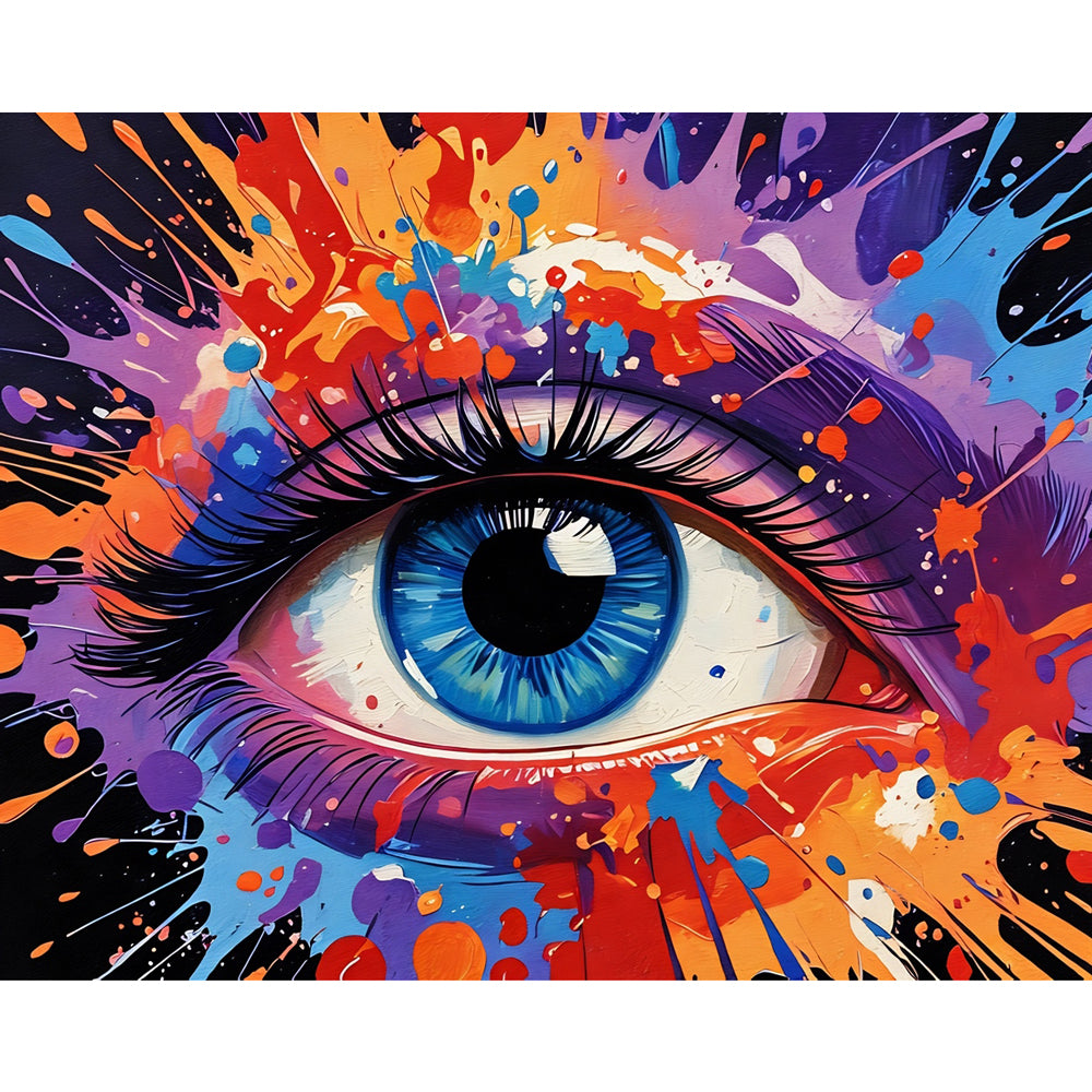 Colorful Eye Explosion Paint by Numbers Kit design preview showing the full artwork layout before painting