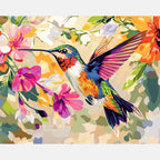 Colorful Hummingbird Dance Paint by Numbers Kit design preview showing the full artwork layout before painting