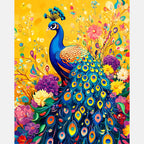 Colorful Peacock Garden Paint by Numbers Kit design preview showing the full artwork layout before painting