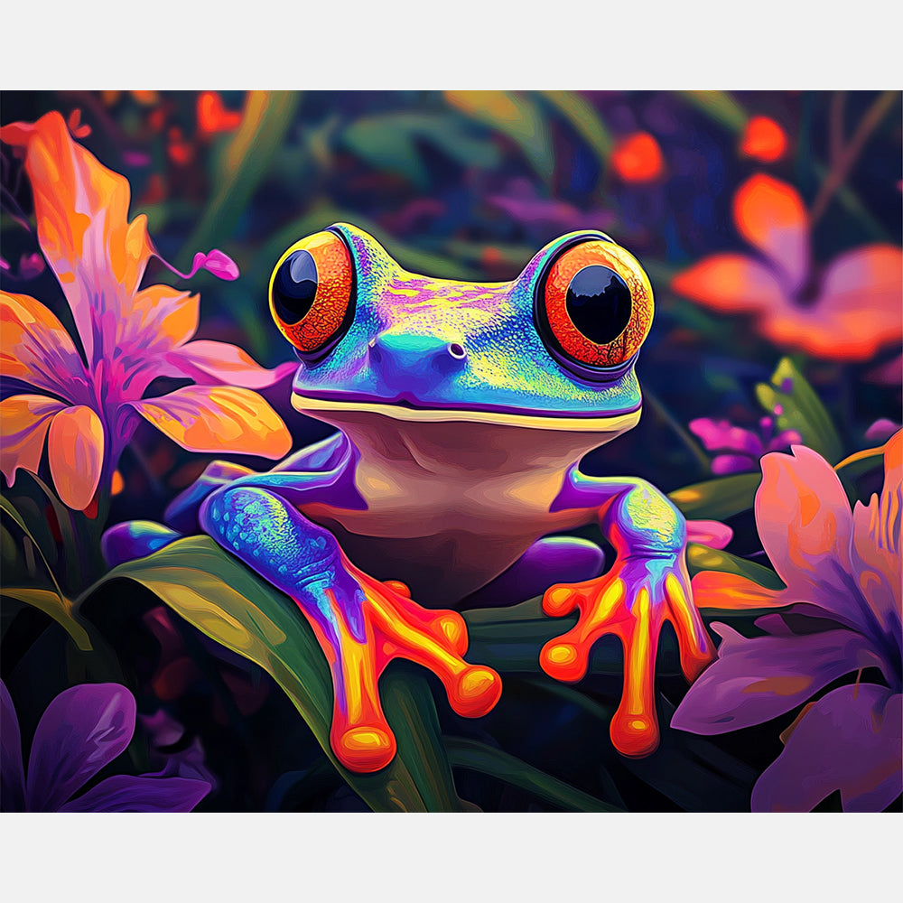 Colorful Treefrogscape Paint by Numbers Kit design preview showing the full artwork layout before painting