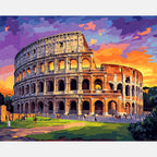 Colosseum At Sunset Paint by Numbers Kit design preview showing the full artwork layout before painting