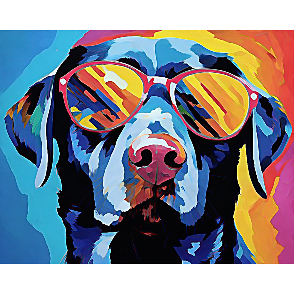 Cool Canine Vision Paint by Numbers Kit design preview showing the full artwork layout before painting