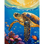 Coral Glide Paint by Numbers Kit design preview showing the full artwork layout before painting