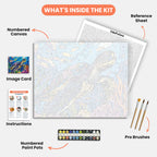 Coral Reef Turtle Paint by Numbers Kit – includes numbered canvas, paint pots, brushes, and instructions