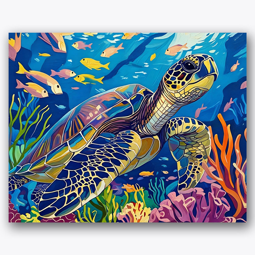 Coral Reef Turtle Paint by Numbers Kit UdoPaints