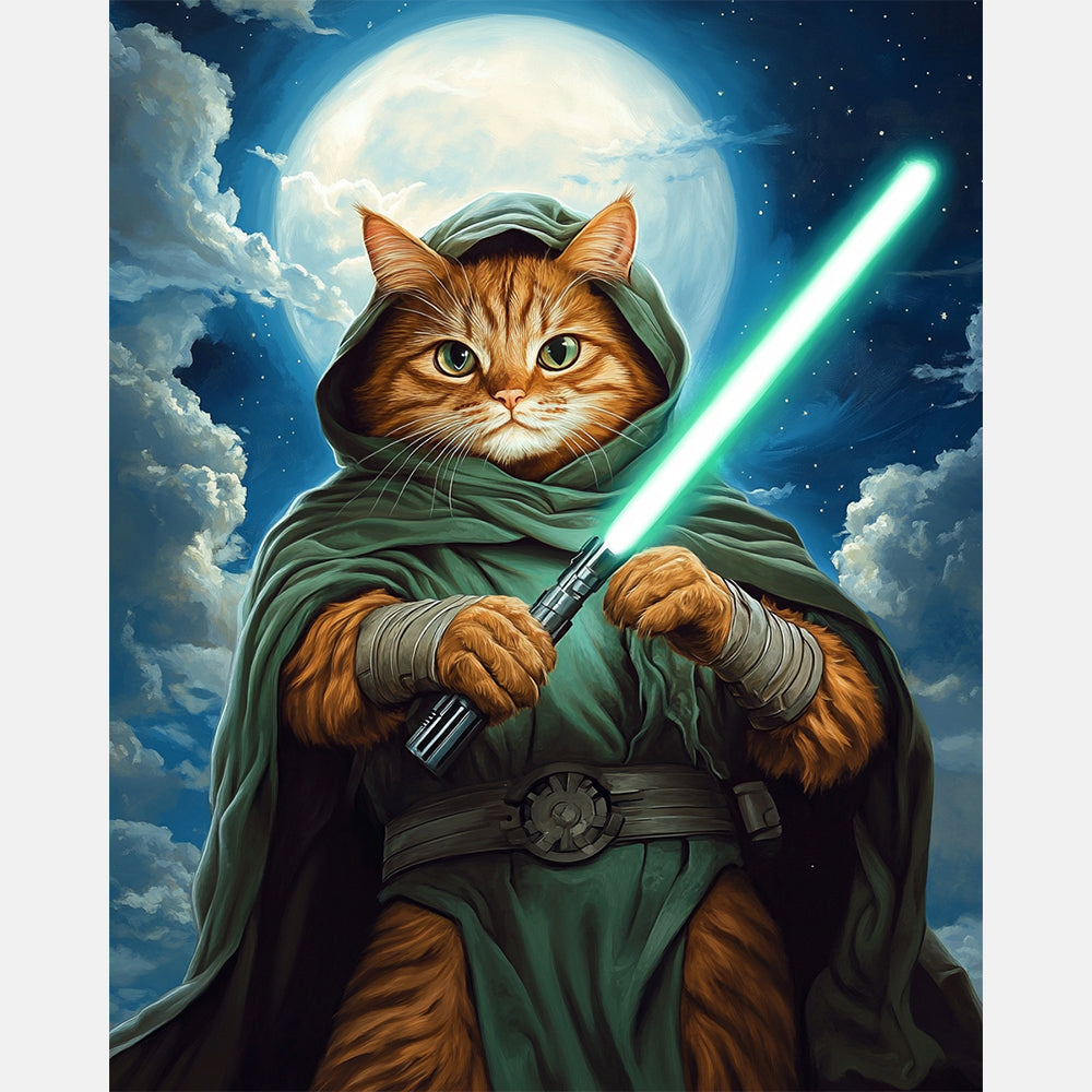 Cosmic Cat Paint by Numbers Kit design preview showing the full artwork layout before painting