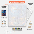 Cosmic Scales Paint by Numbers Kit – includes numbered canvas, paint pots, brushes, and instructions