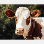 Countryside Cow Paint by Numbers Kit design preview showing the full artwork layout before painting