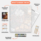 Cozy Winter Delight Paint by Numbers Kit – includes numbered canvas, paint pots, brushes, and instructions