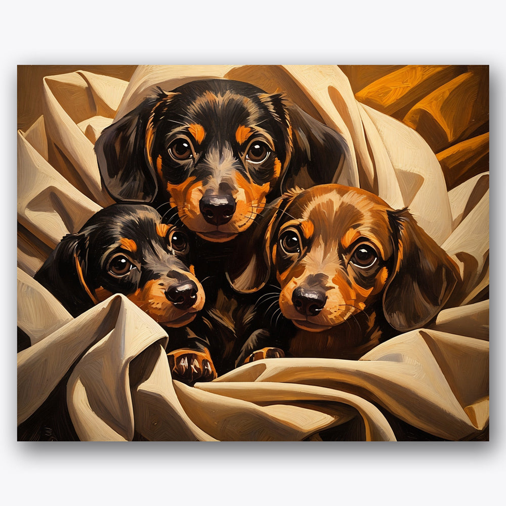 Cozy Dachshunds Paint by Numbers Kit UdoPaints