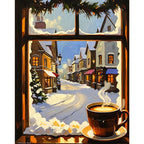 Cozy Window View Paint by Numbers Kit design preview showing the full artwork layout before painting