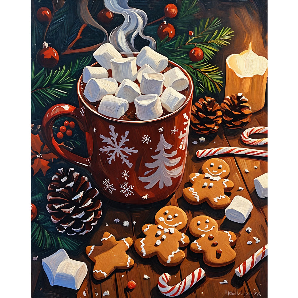 Cozy Winter Delight Paint by Numbers Kit design preview showing the full artwork layout before painting