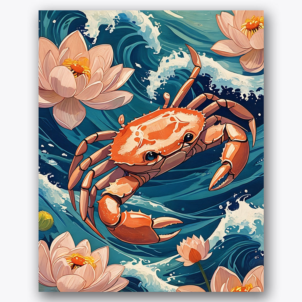 Crab on Waves Paint by Numbers Kit UdoPaints