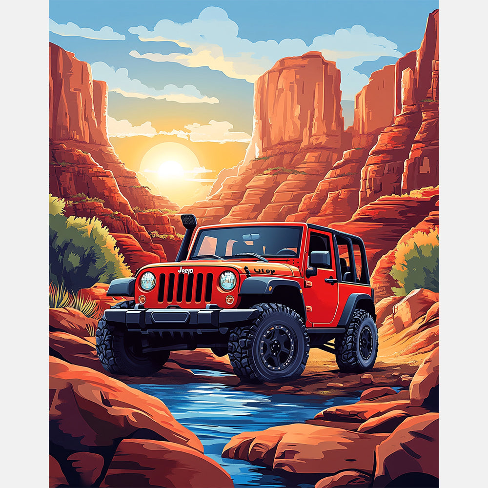 Crimson Canyon Journey Paint by Numbers Kit design preview showing the full artwork layout before painting