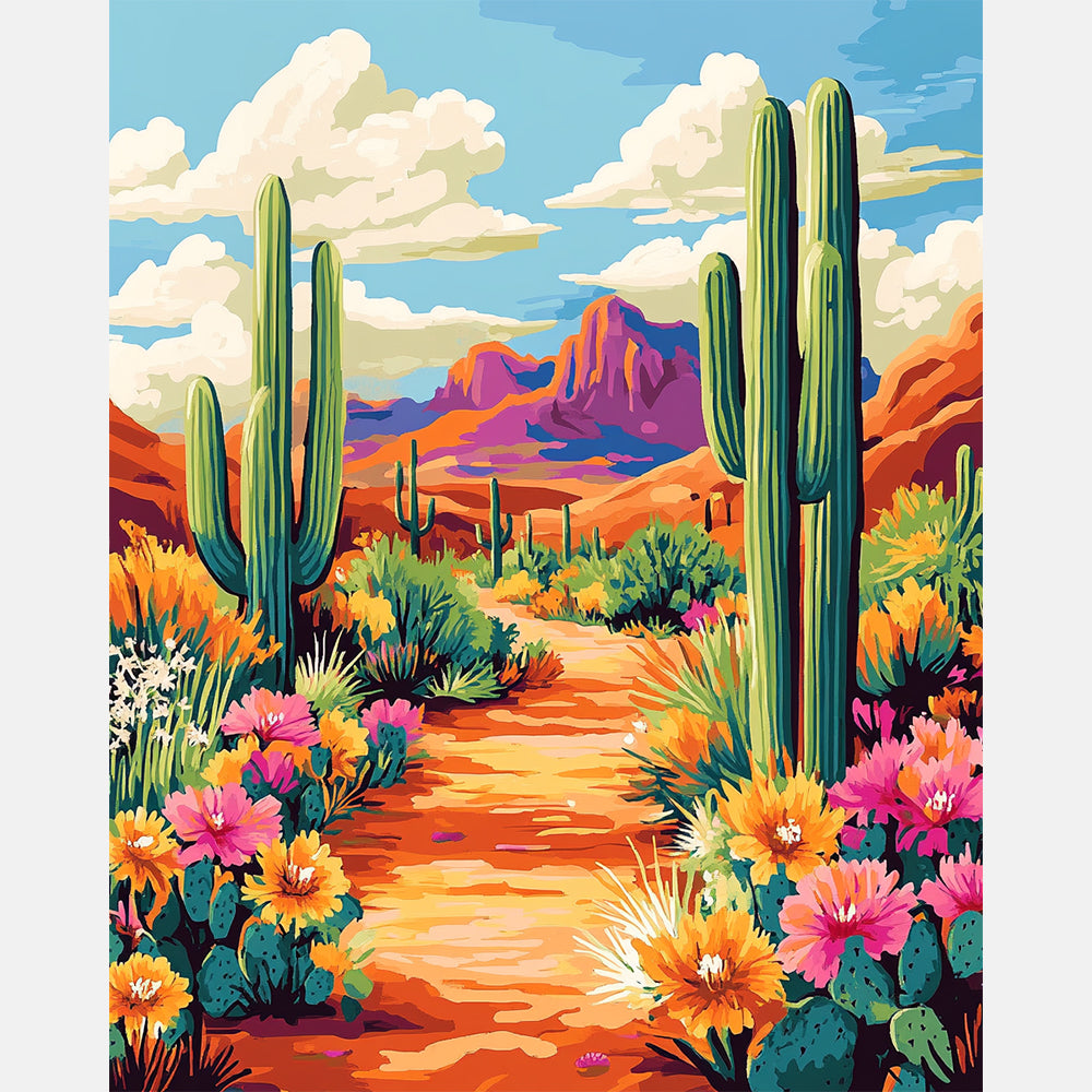 Crimson Desert Trail Paint by Numbers Kit design preview showing the full artwork layout before painting