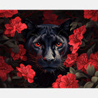 Crimson Stare Panther Paint by Numbers Kit design preview showing the full artwork layout before painting