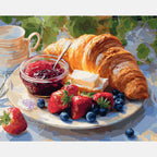 Croissant Feast Paint by Numbers Kit design preview showing the full artwork layout before painting