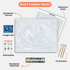 Crystal Dragon Paint by Numbers Kit – includes numbered canvas, paint pots, brushes, and instructions
