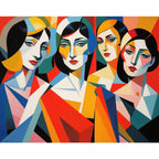 Cubist Portrait Paint by Numbers Kit design preview showing the full artwork layout before painting