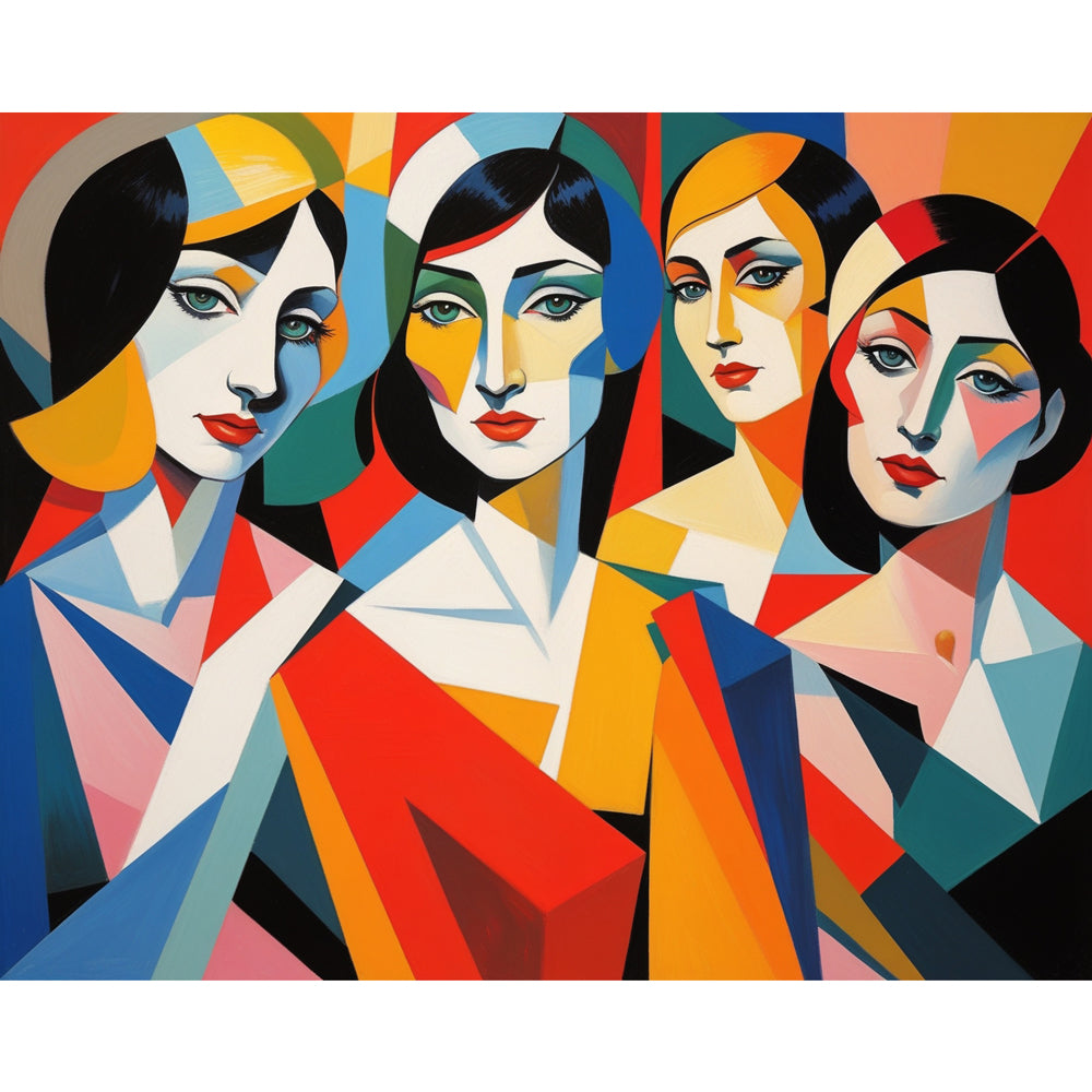 Cubist Portrait Paint by Numbers Kit design preview showing the full artwork layout before painting