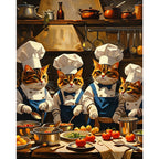 Culinary Cats Paint by Numbers Kit design preview showing the full artwork layout before painting