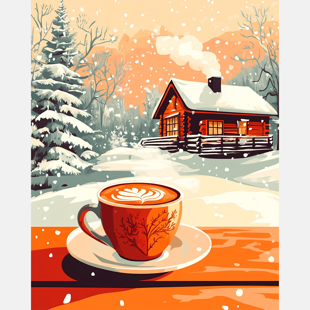 Cup In Frost Paint by Numbers Kit design preview showing the full artwork layout before painting