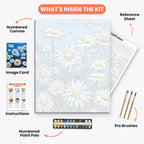 Daisy Meadow Paint by Numbers Kit – includes numbered canvas, paint pots, brushes, and instructions
