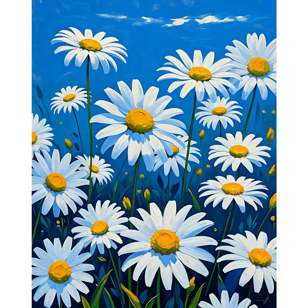Daisy Meadow Paint by Numbers Kit design preview showing the full artwork layout before painting