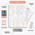 Dancing Figures Paint by Numbers Kit – includes numbered canvas, paint pots, brushes, and instructions